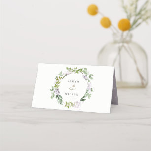 Chic Lilac Floral Wreath Cottage Garden Wedding Place Card