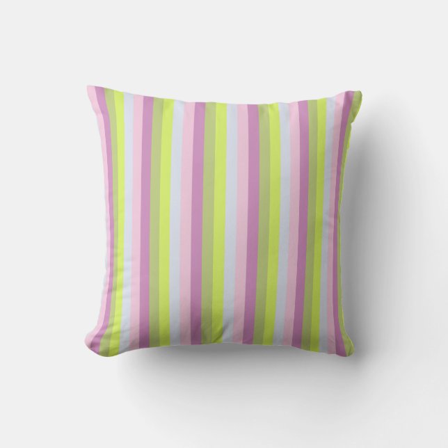 Chic  Lilac Lavender  Light Green Stripes Pattern Cushion (Front)