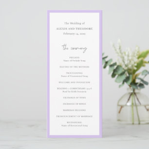 Chic Lilac Modern Wedding Programme