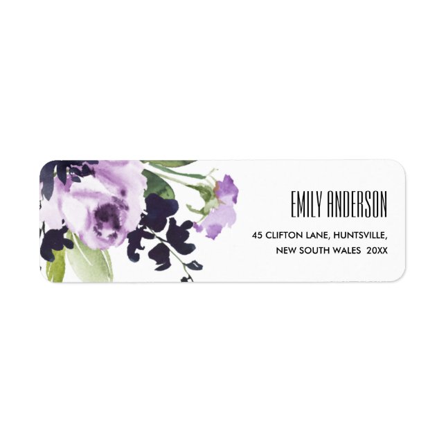 CHIC LILAC PURPLE ROSE PEONY FLORAL BUNCH ADDRESS (Front)