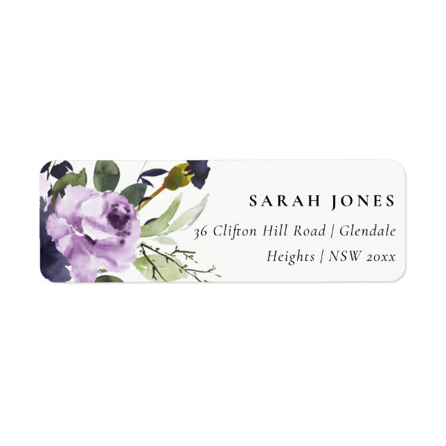 CHIC LILAC PURPLE ROSE PEONY FLORAL BUNCH ADDRESS (Front)