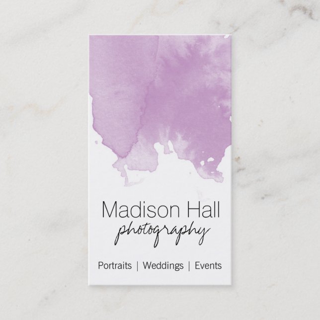 Chic Lilac Watercolor Business Card (Front)