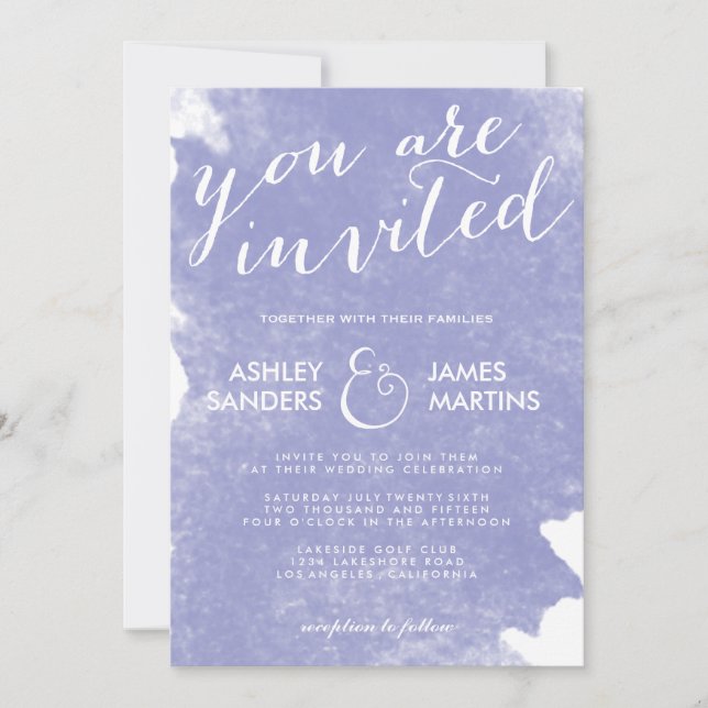 CHIC LILAC WATERCOLOR WEDDING INVITATION (Front)