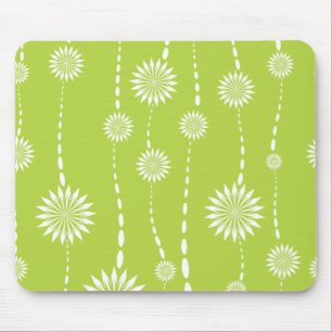 Chic Lime Green Floral Computer Mouse Mat