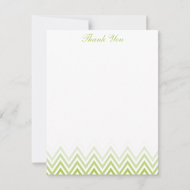 Chic Lime Green Ombre Chevrons Note Cards (Front)
