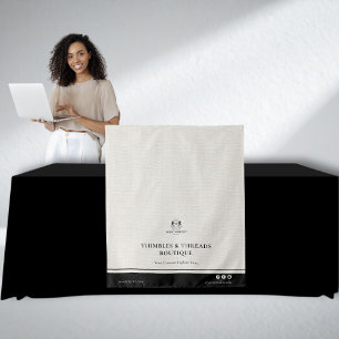 Chic Linen Black Business Logo Event Display Table Tapestry
