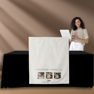 Chic Linen Photo Business Name Table Runner Tapestry