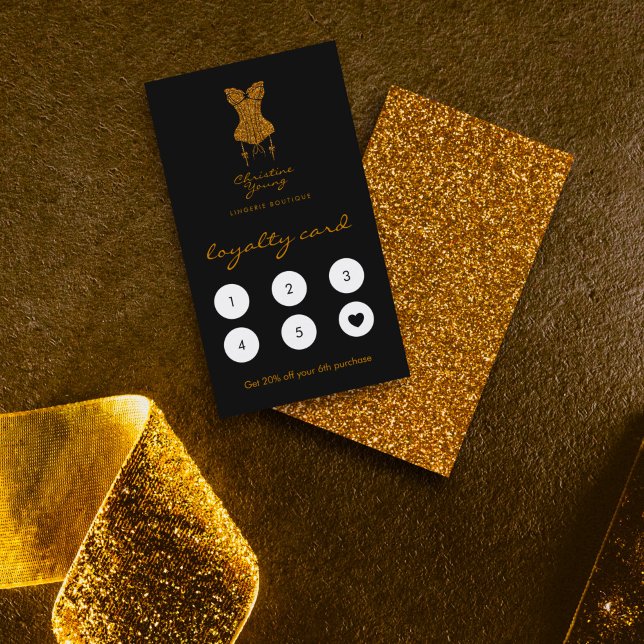 Chic Lingerie Boutique Gold Logo Loyalty Card (Creator Uploaded)