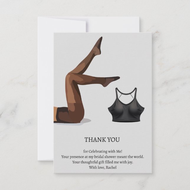 Chic Lingerie Theme Bridal Shower  Thank You Card (Front)