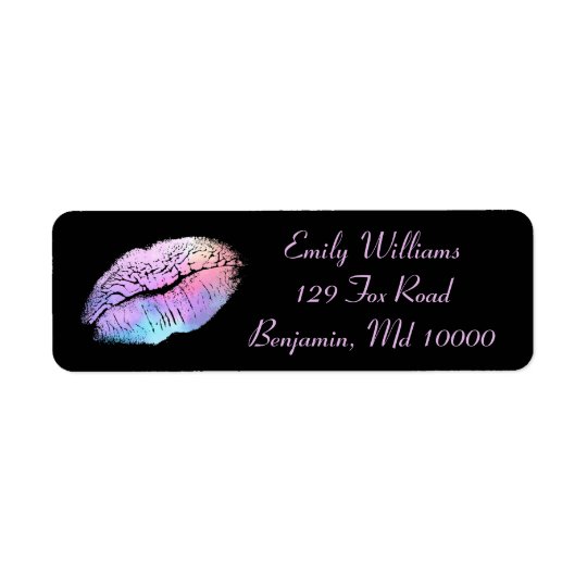 Chic Lips Cotton Candy Return Address Label