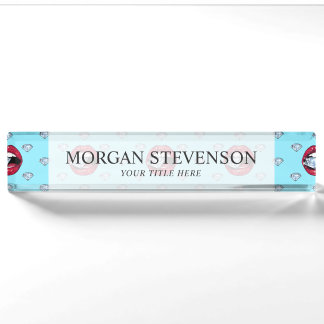 Chic Lips Diamond Girly Nameplate