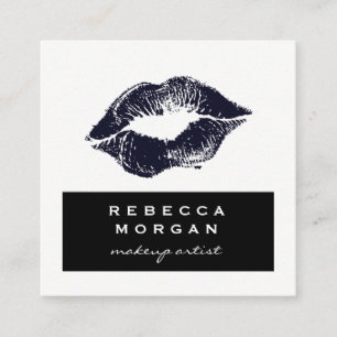 Chic Lipstick Blue Kiss Square Business Card