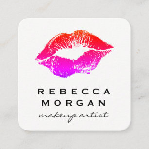 Chic Lipstick Kiss Square Business Card