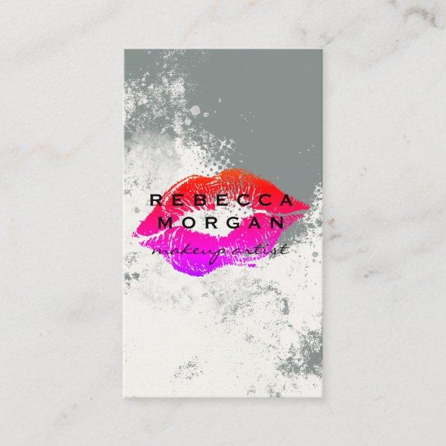 Chic Lipstick Kiss | Texture Background Business Card (Front)