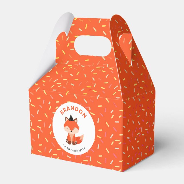 Chic Little Baby Fox Party Hat Birthday Favour Box (Front Side)