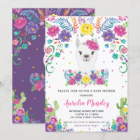Chic Llama Mexican Floral Baby Shower Girl 