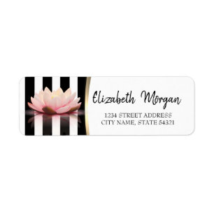 Chic Lotus, Black Stripes  Address Label