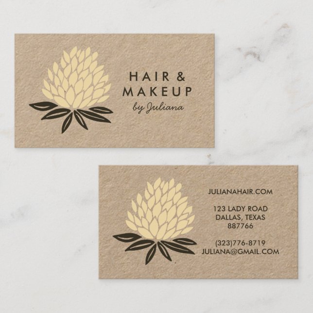 Chic Lotus Flower Minimalist Neutral Earthy KRAFT Business Card (Front/Back)