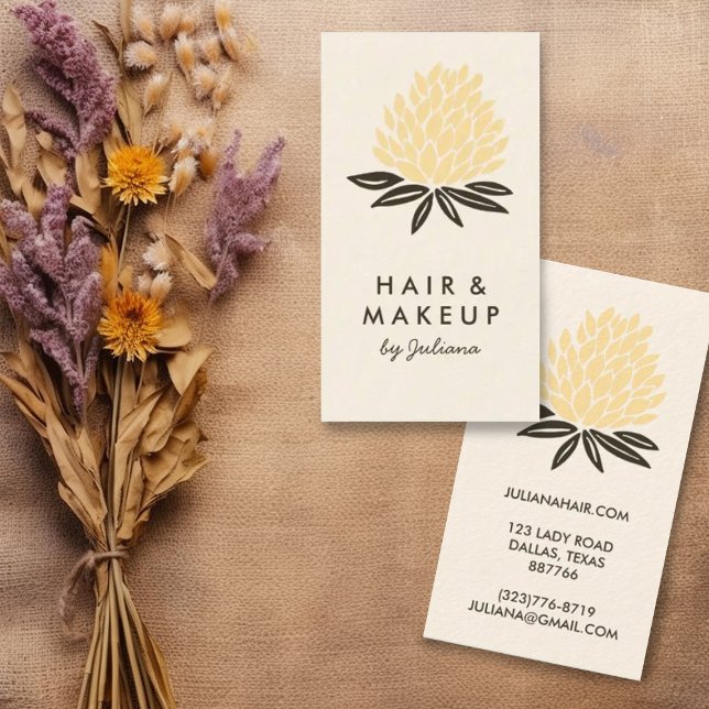 Chic Lotus Flowers Minimalist Natural Cream Business Card (Sweet lotus business cards in soft cream tones. Customize with your own text,)