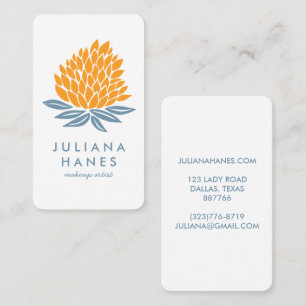 Chic Lotus Flowers Minimalist Orange Blue Business Card