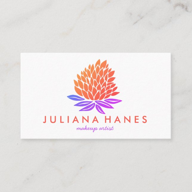 Chic Lotus Flowers Orange Red Purple Business Card (Front)