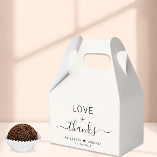 Chic Love And Thanks Cream Wedding Favour Box