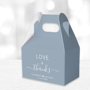 Chic Love And Thanks Dusty Blue Wedding Favour Box