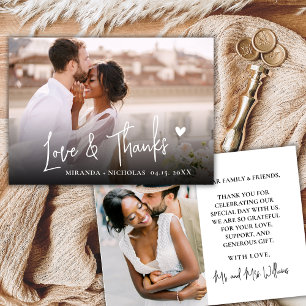 Chic Love and Thanks Script 2 Photo Script Wedding Thank You Card