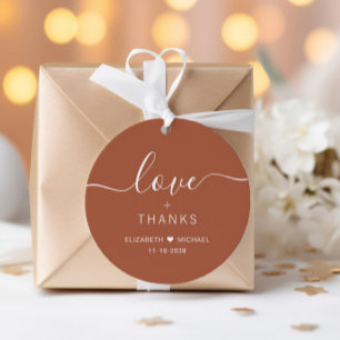 Chic Love And Thanks Terracotta Wedding Favour Tags