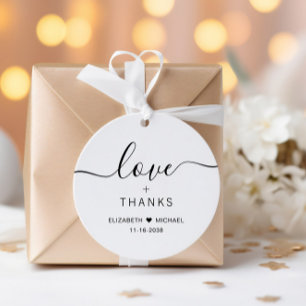 Chic Love And Thanks Wedding Favour Tags