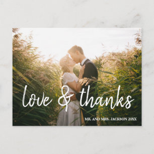 Chic Love and Thanks Wedding Photo Thank You Postcard