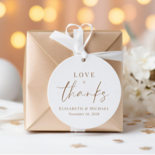 Chic Love And Thanks Wedding Reception Favour Tags