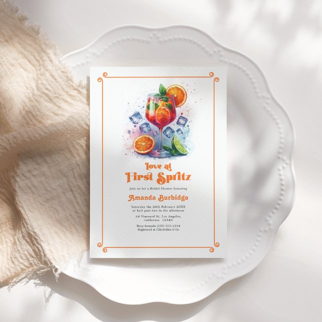 Chic Love at First Spritz Bridal Shower Invitation (Chic Love at First Spritz Bridal Shower Invitation)
