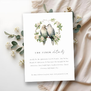 Chic Love Birds Botanical Wreath Wedding Details Enclosure Card