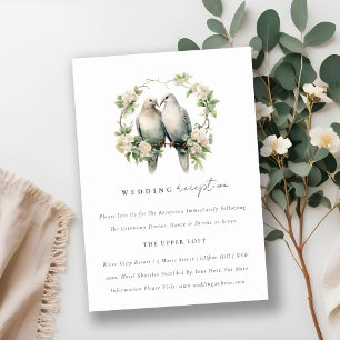 Chic Love Birds Botanical Wreath Wedding Reception Enclosure Card