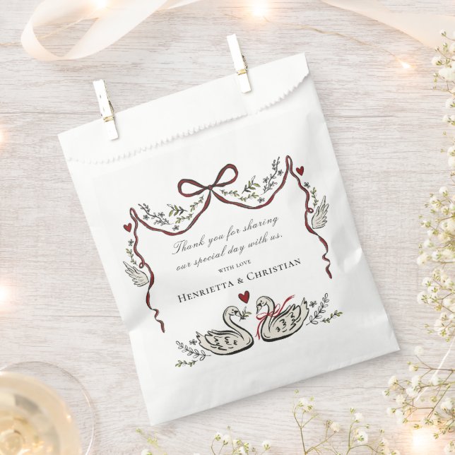 Chic Love Birds Wedding Favor Bags (Clipped)