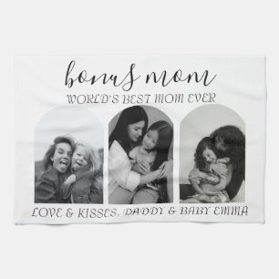 Chic Love Black & White Photo Stepmom Mothers Day Tea Towel