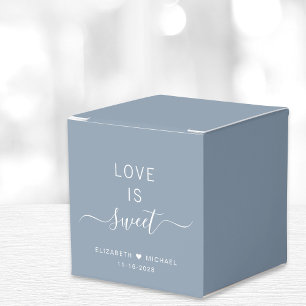 Chic Love Is Sweet Dusty Blue Wedding Favour Box