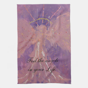 Chic love pink violet angel tea towel