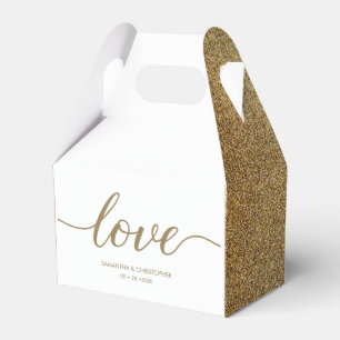 Chic Love Script Faux gold White Custom Wedding Favour Box
