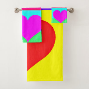 Chic Love Symphony: Blissful Hearts Design Bath Towel Set
