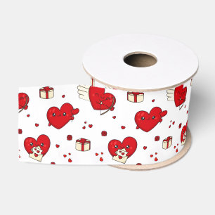 Chic Love-Themed Valentine’s Day Gift Red Heart Grosgrain Ribbon