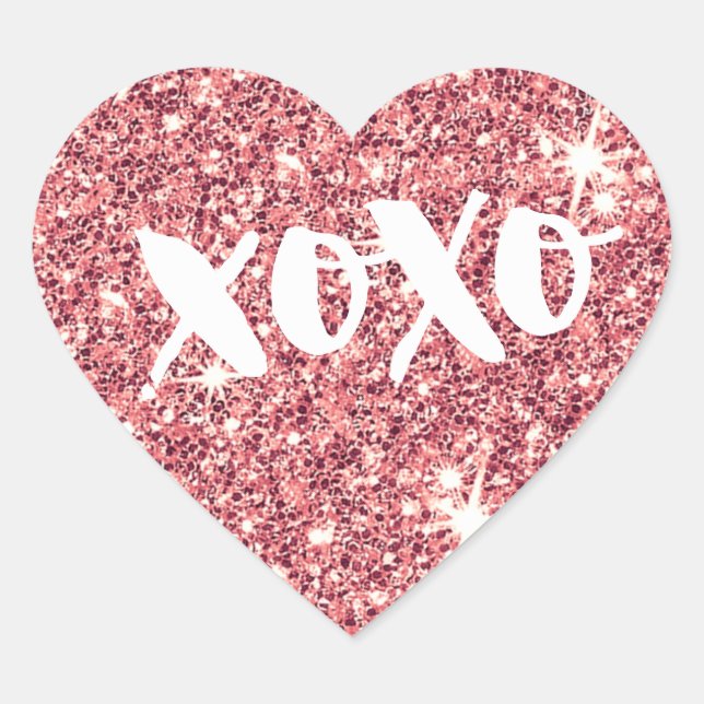 CHIC LOVE XOXO HEART modern faux pink glitter Heart Sticker (Front)