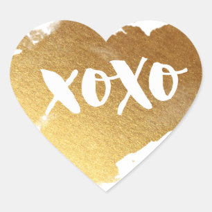 CHIC LOVE XOXO HEART modern faux shiny gold Heart Sticker