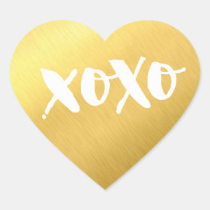 CHIC LOVE XOXO HEART modern faux shiny gold Sticker
