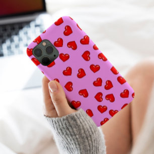 Chic lovers Red heart pattern on elegant purple iPhone 13 Pro Max Case