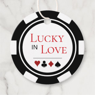 Chic Lucky In Love Black White Poker Chip Wedding Favour Tags