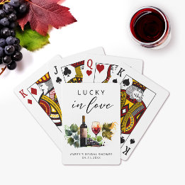 Chic Lucky In Love Watercolor Winery Playing Cards