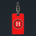 CHIC LUGGAGE/BAG TAG_01 RED WITH WHITE BEADS LUGGAGE TAG<br><div class="desc">CHIC LUGGAGE/BAG TAG_01 RED WITH WHITE BEADS WITH WHITE MONOGRAM,  RED BACK WITH BLACK TEXT</div>