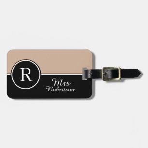CHIC LUGGAGE/BAG TAG_MODERN "Mrs" ALMOND/BLACK Luggage Tag